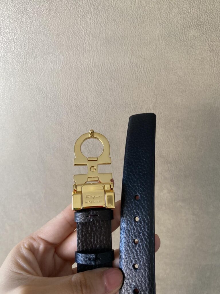 Salvatore Ferragamo Gancini Black Leather Belt With Gold Metal Buckle 2.5Cm - Image 6