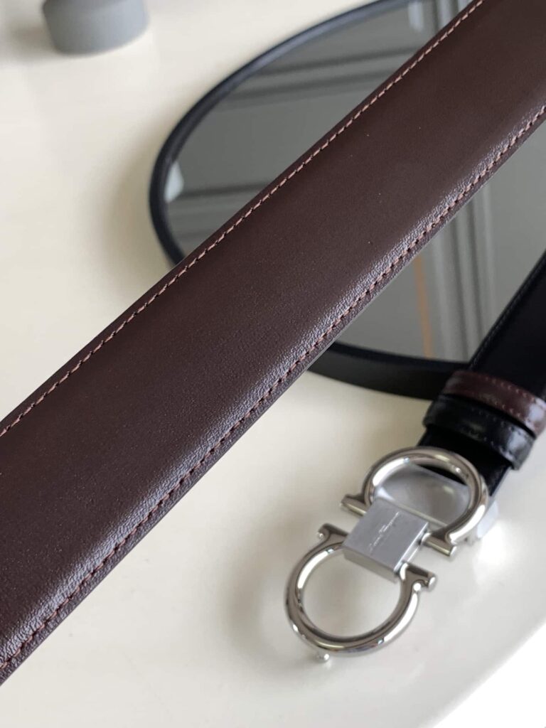 Salvatore Ferragamo Reversible Leather Belt Black 3.5Cm - Image 5