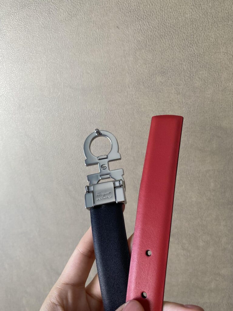 Salvatore Ferragamo Gancini Red Leather Belt With Gold Metal Buckle 2.5Cm - Image 6