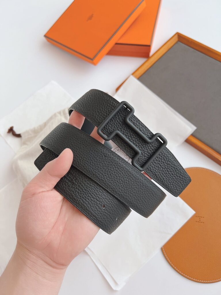 Hermes Leather Belt With H Buckle Black 38Mm - Image 5