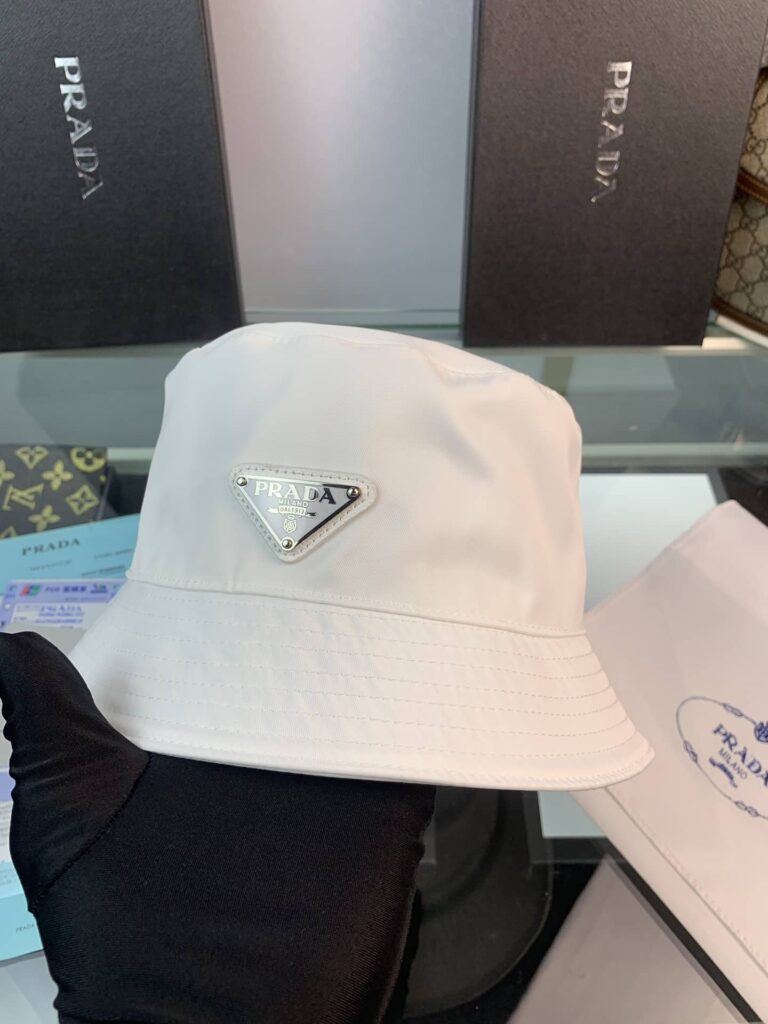 Prada Renylon Bucket Hat Sliver White - Image 5