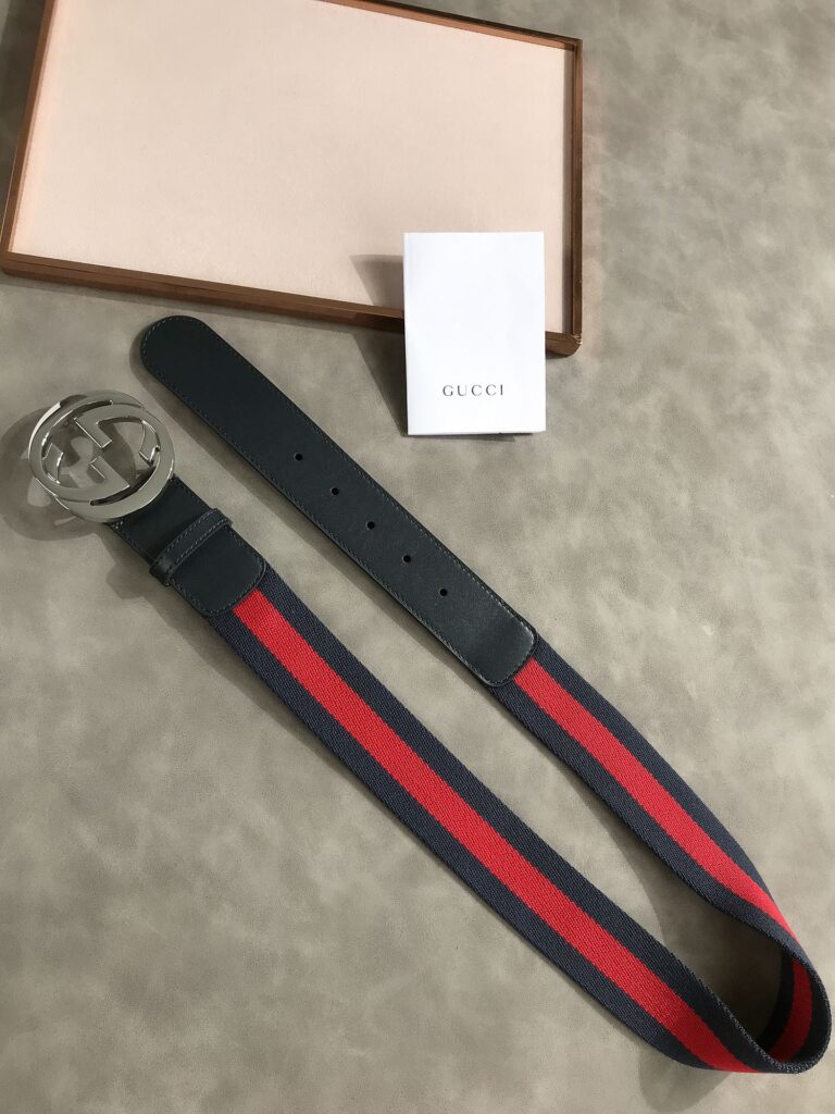 Gucci Web Belt With G Buckle Navy 4Cm 411924 H917N 8497 - Image 8