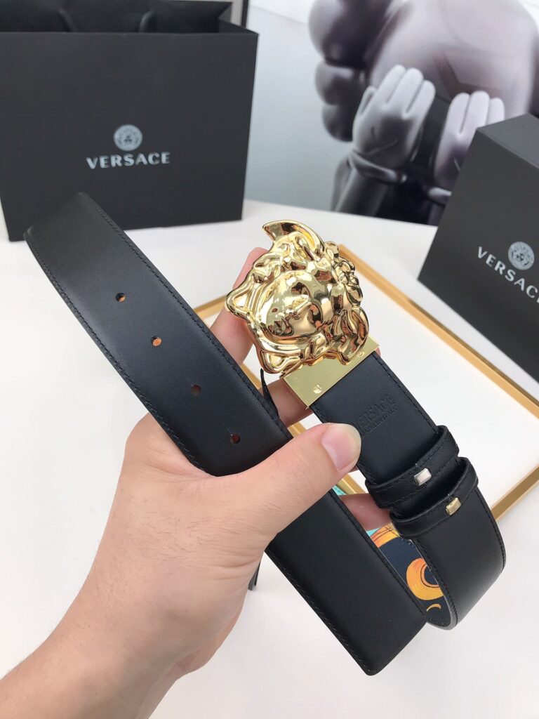 Versace La Medusa Leather Orange Gold Metal 4Cm - Image 2