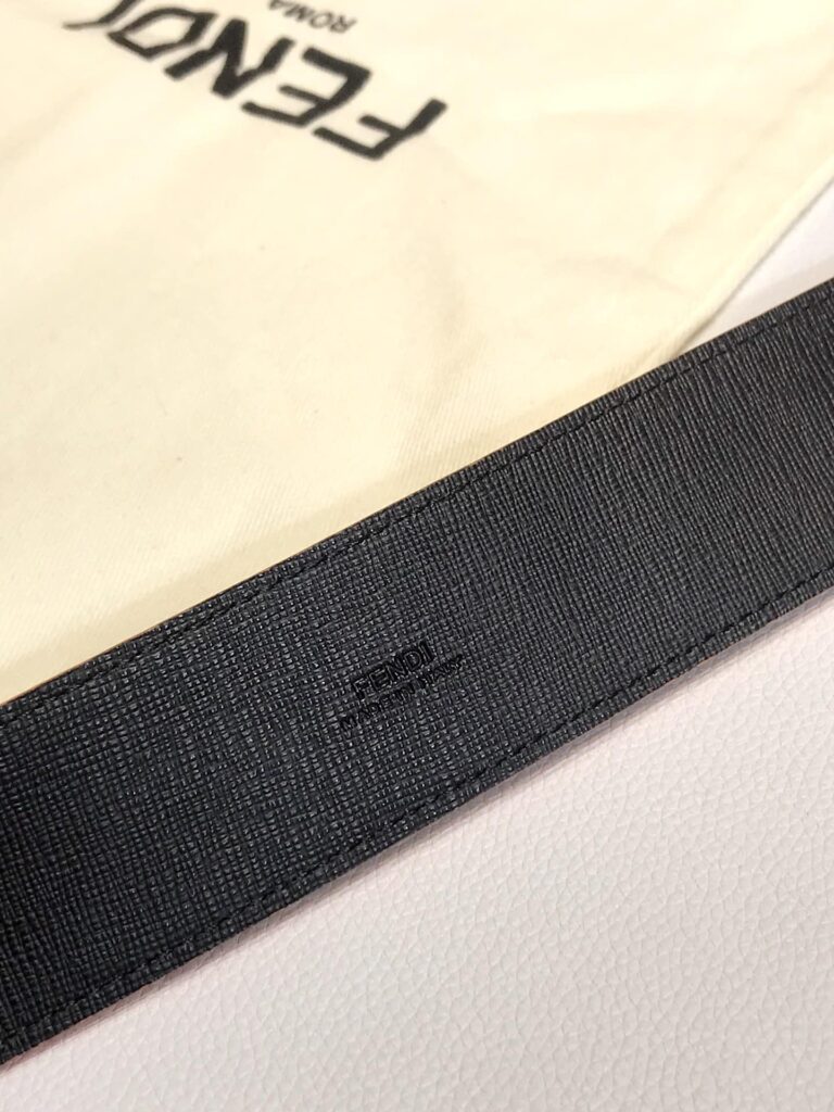 Fendi Ff Black Leather Betl Neon Orange 40Mm - Image 3