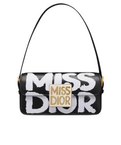 Dior Miss Dior Flap Bag Graffiti Printed Calfskin Black And White 22Cm M2610Uzcj M911