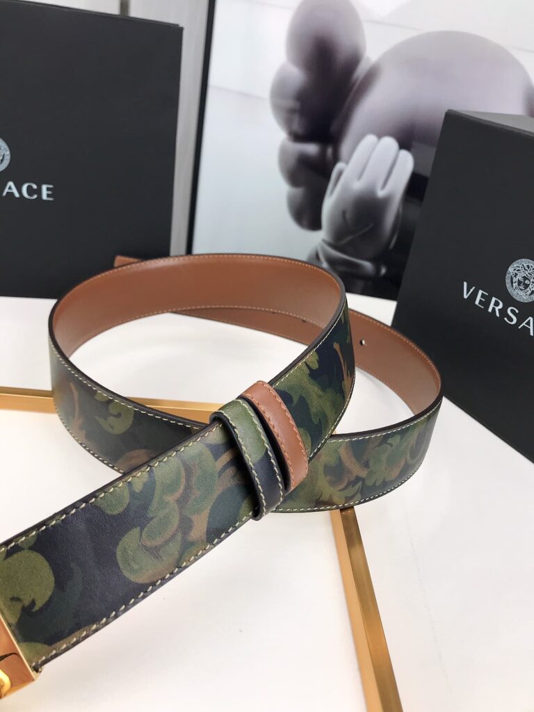 Versace La Medusa Leather Khaki Gold Metal 4Cm - Image 6