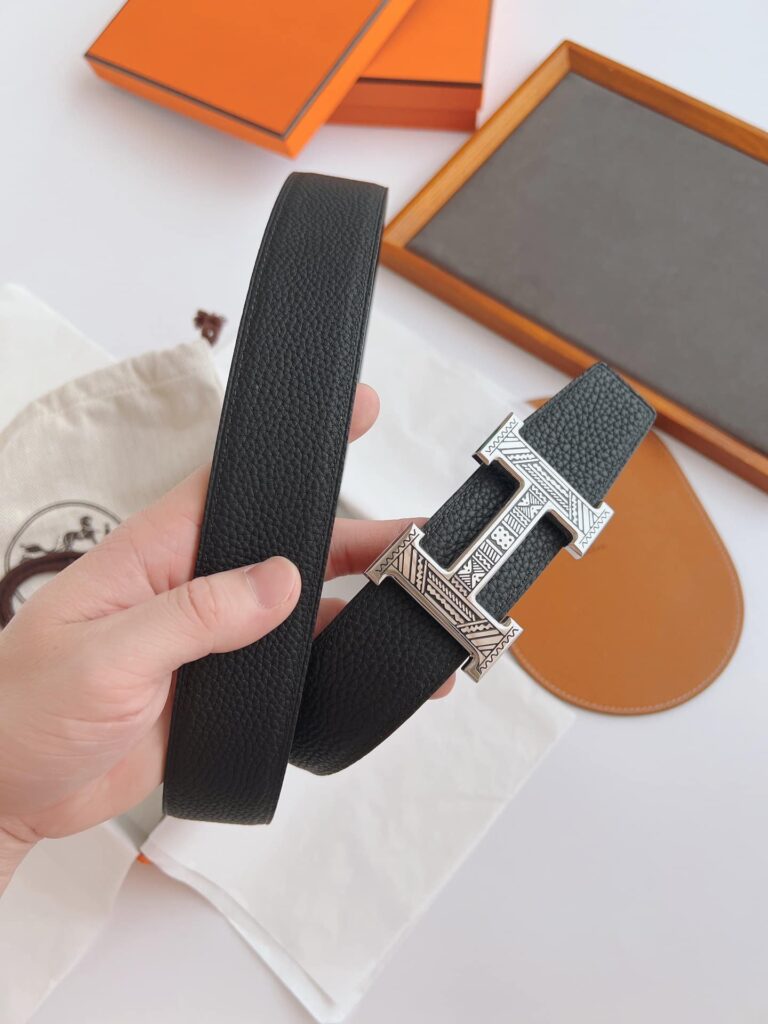 Hermes Touareg Leather Belt Black 38Mm - Image 6