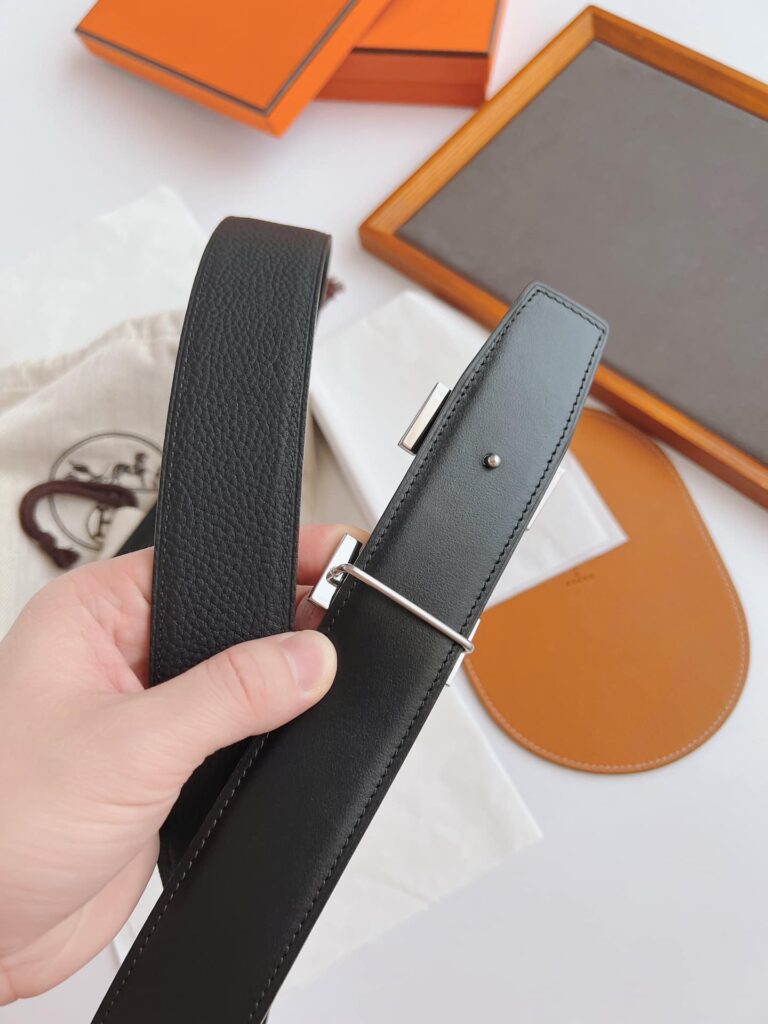 Hermes Touareg Leather Belt Black 38Mm - Image 5