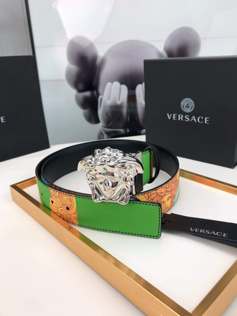 Versace La Medusa Leather Orange Silver Metal 4Cm - Image 8