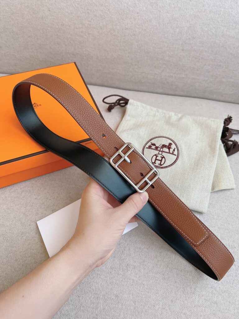 Hermes Quentin Reversible Belt Brown Rectangle Buckle 32Mm - Image 3