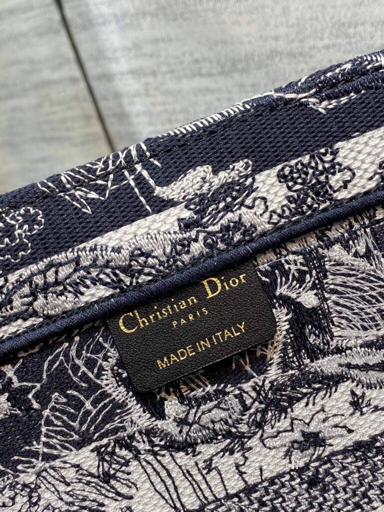 Dior Medium Book Tote Navy Blue Toile De Jouy Stripes Embroidery 36Cm M1296Zrlp M928 - Image 5