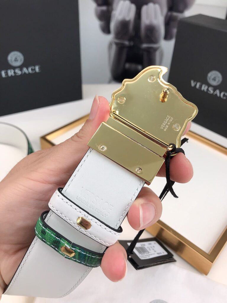 Versace La Medusa Leather Green Gold Metal 4Cm - Image 5