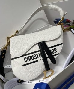 Dior Saddle White Oblique Perforated M0455Cddv 25Cm