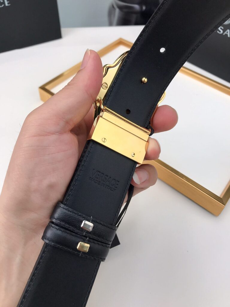 Versace La Medusa Leather Orange Gold Metal 4Cm - Image 7