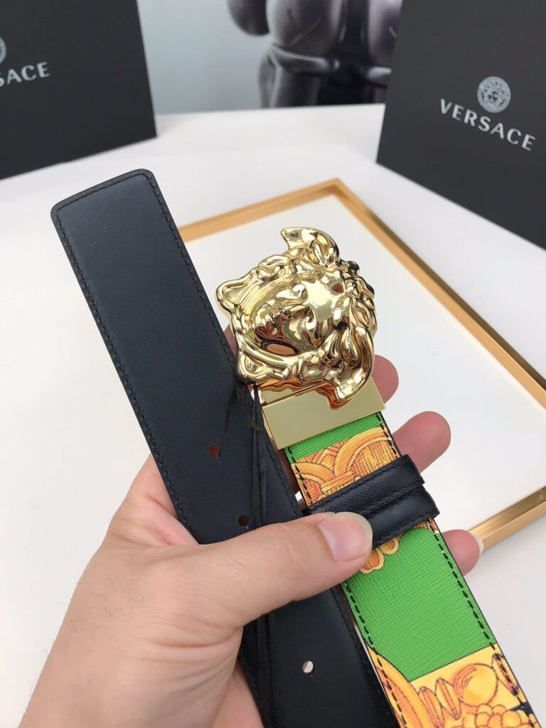 Versace La Medusa Leather Orange Gold Metal 4Cm - Image 4