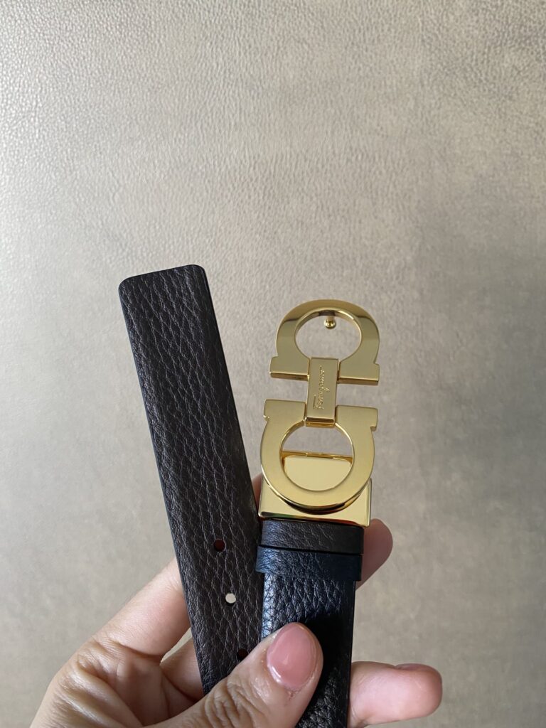 Salvatore Ferragamo Gancini Black Leather Belt With Gold Metal Buckle 2.5Cm - Image 4