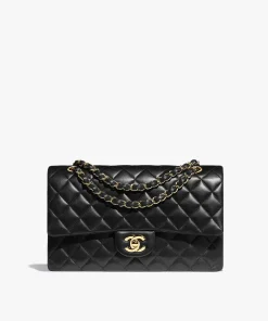 Chanel Medium Flap Bag Black 25Cm A01112 Y01295 94305