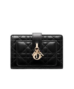 Dior My Dior Dittany Cannage Lambskin Wallet Black 13.5Cm