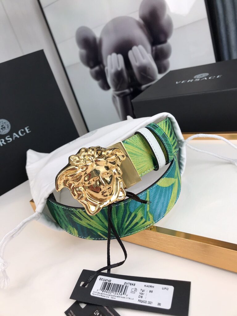 Versace La Medusa Leather Green Gold Metal 4Cm - Image 8