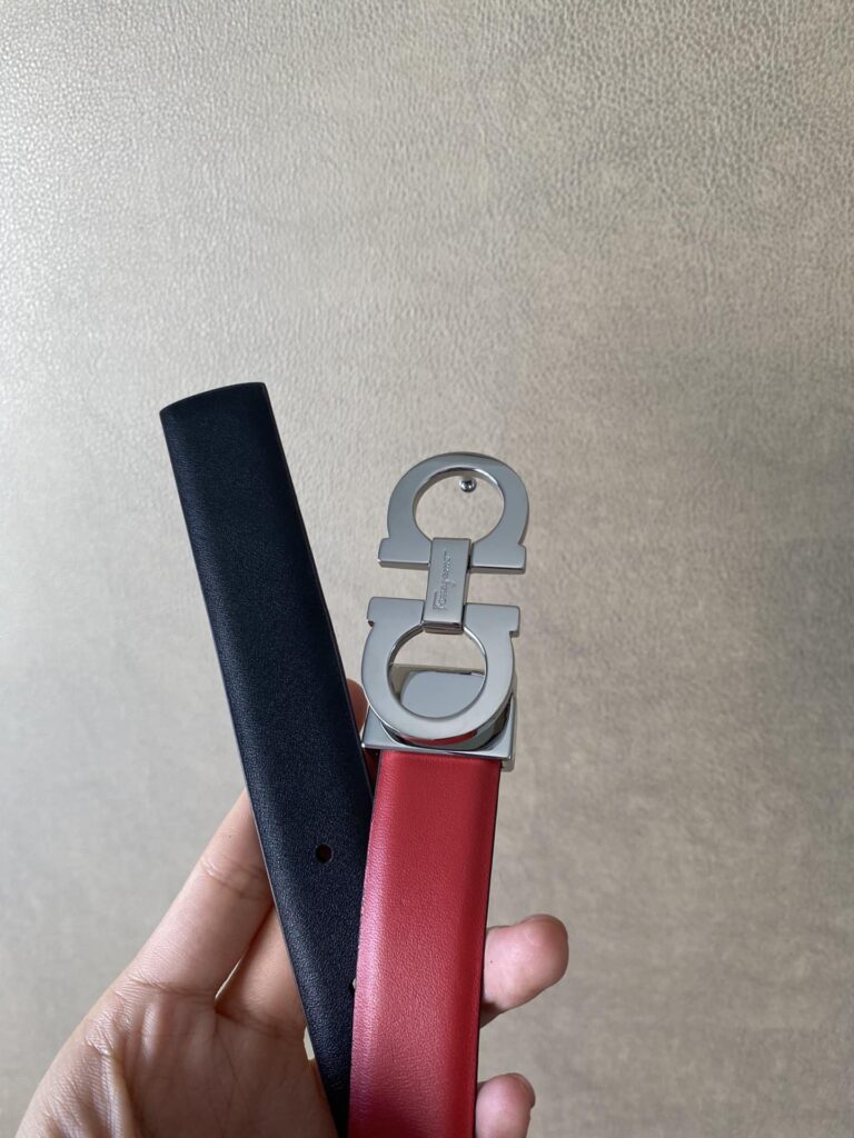 Salvatore Ferragamo Gancini Red Leather Belt With Gold Metal Buckle 2.5Cm - Image 7