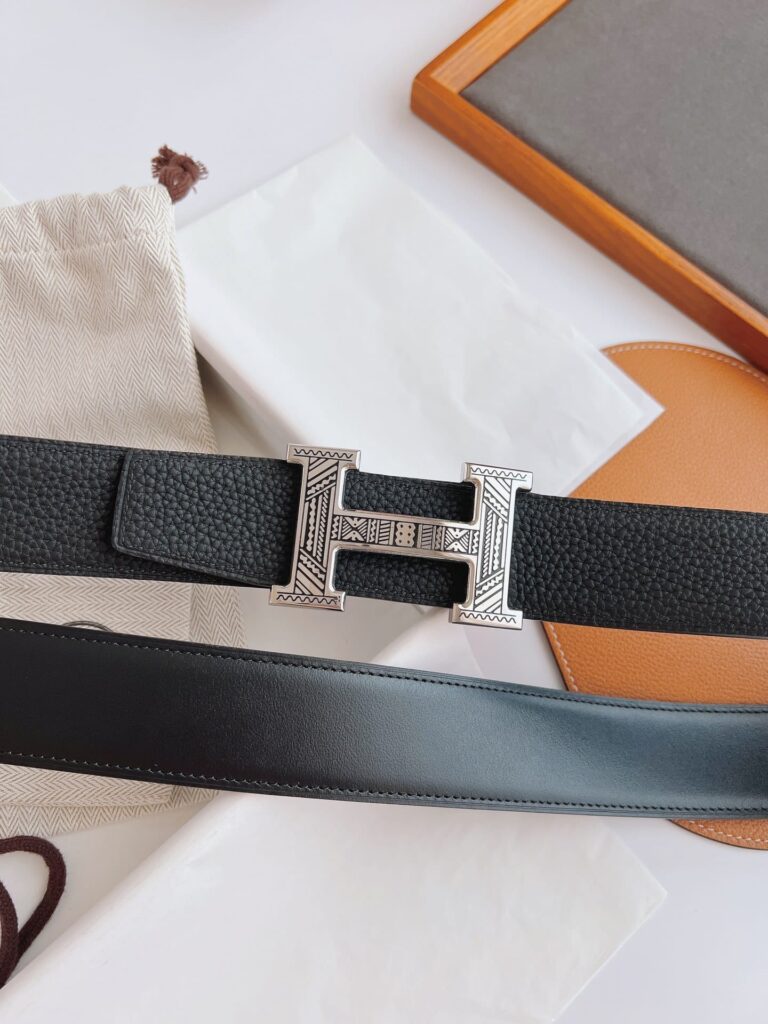 Hermes Touareg Leather Belt Black 38Mm - Image 8
