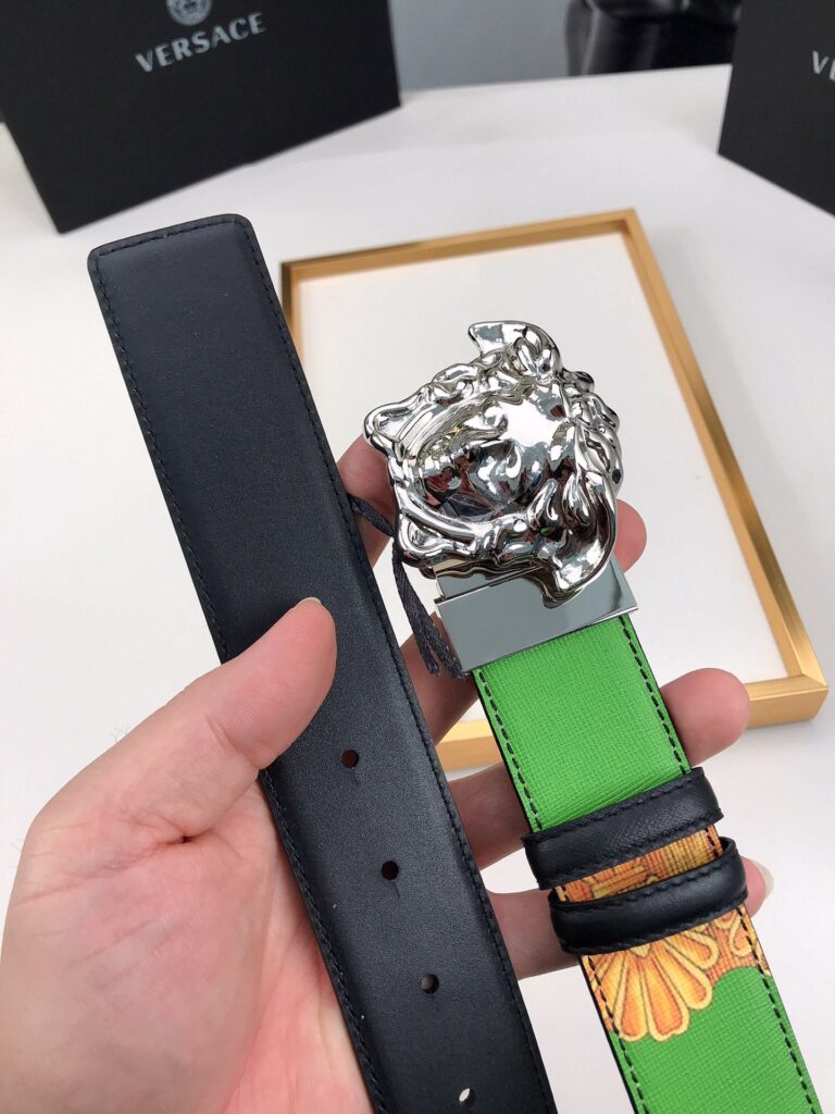 Versace La Medusa Leather Orange Silver Metal 4Cm - Image 4