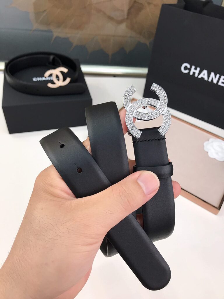 Chanel Calfskin Pearl Crystal Silver Queen Of France Cc Belt 28Mm - Image 5