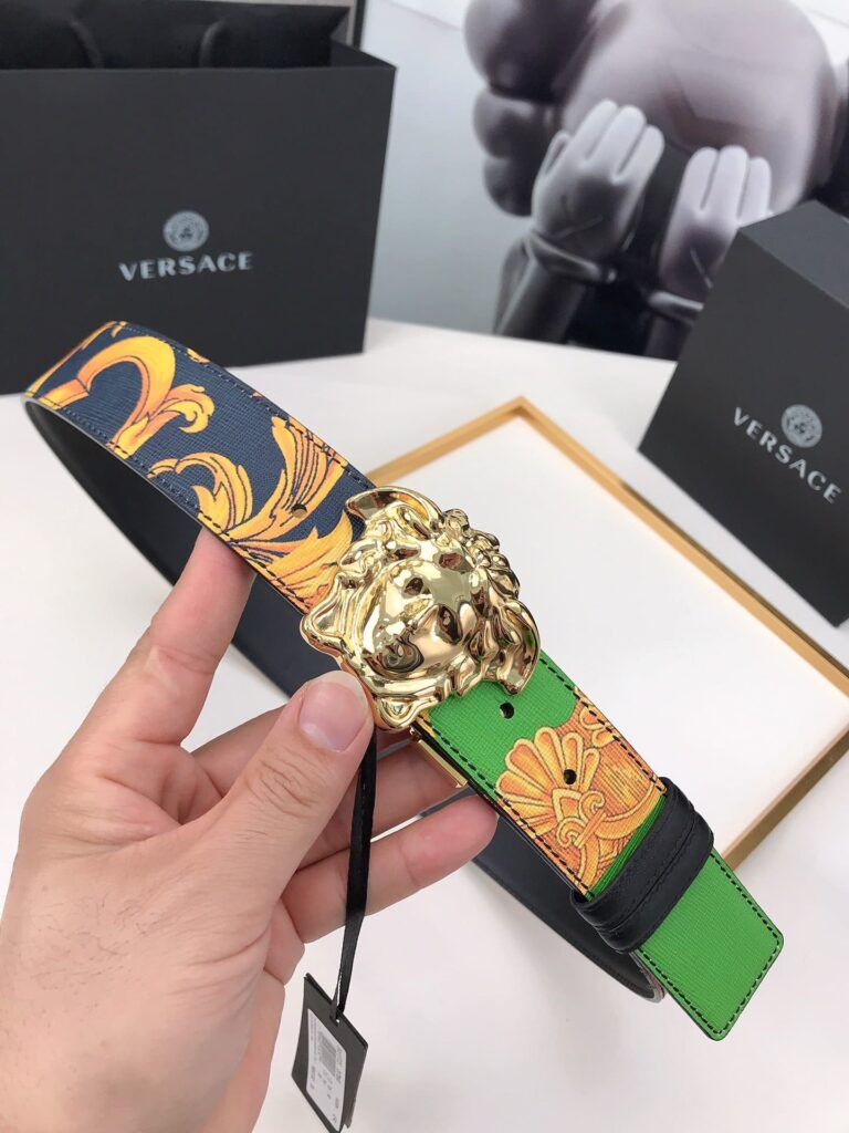 Versace La Medusa Leather Orange Gold Metal 4Cm - Image 5