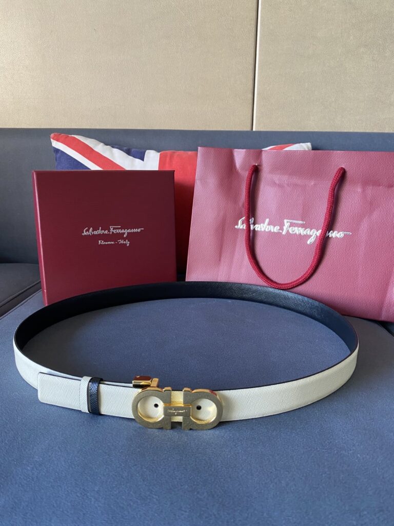 Salvatore Ferragamo Gancini White Leather Belt With Silver Metal Buckle 2.5Cm - Image 8