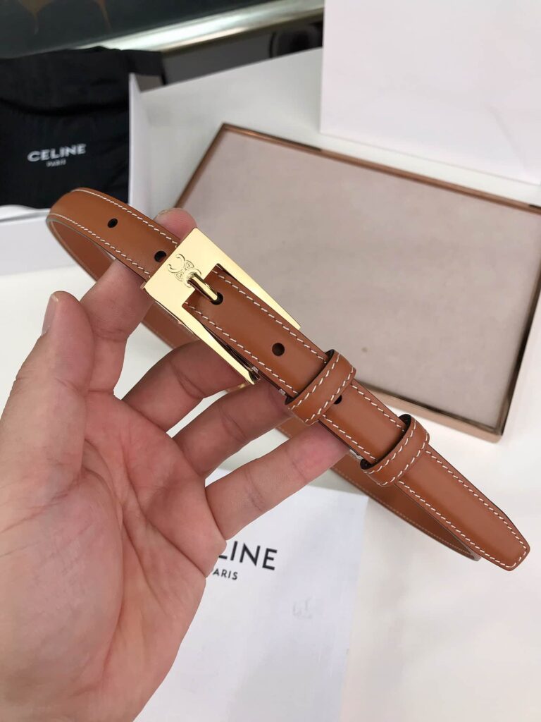 Celine Leather Belt Brown 1.8Cm - Image 4