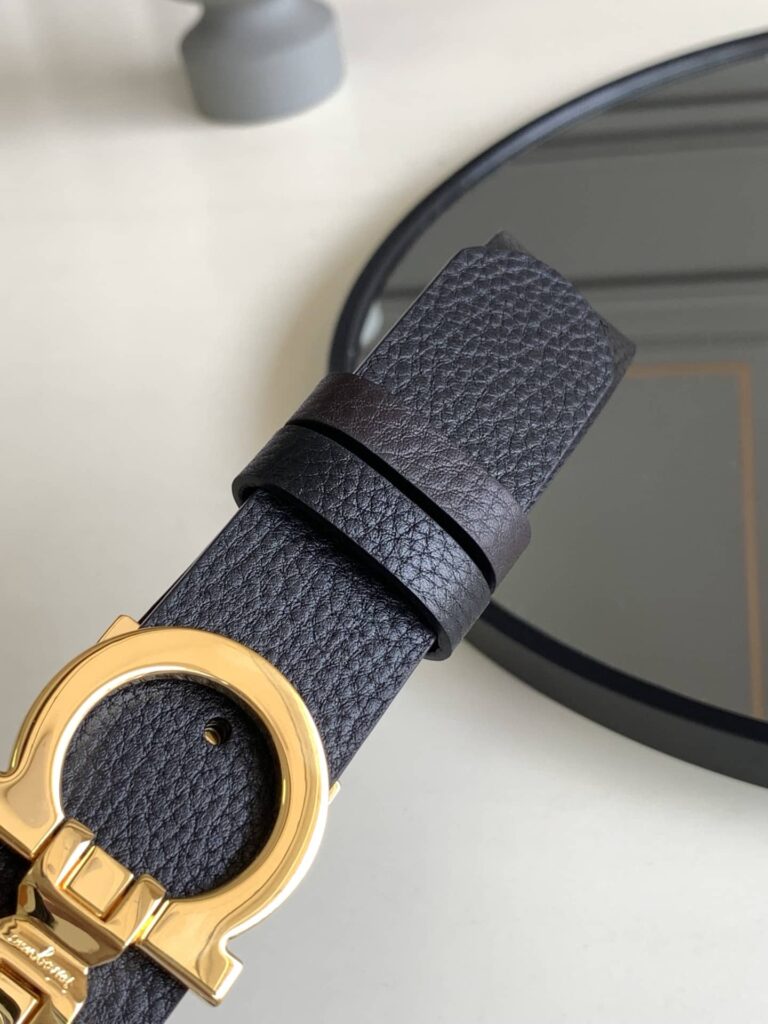 Salvatore Ferragamo Black Leather Belt With Silver Metal Buckle 3.5Cm - Image 6