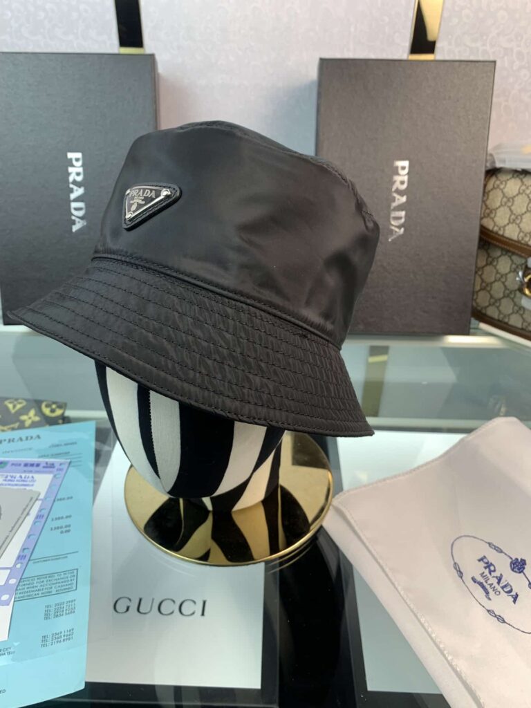 Prada Renylon Bucket Hat Sliver Black - Image 5