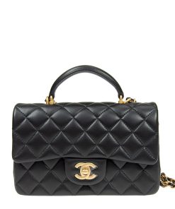 Chanel Mini Flap Bag With Top Handle Black As2431