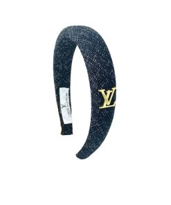 Louis Vuitton Lv Tweed Headband With Gold Hardware In Dark Grey