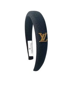 Louis Vuitton Lv Tweed Headband With Gold Hardware In Black