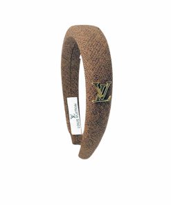 Louis Vuitton Lv Tweed Headband With Gold Hardware In Brown