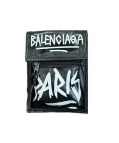Balenciaga Black And White Graffiti All Over Explorer Pouch 19Cm
