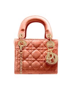 Dior Lady Blush Cannage Suede Leather Beige 17Cm