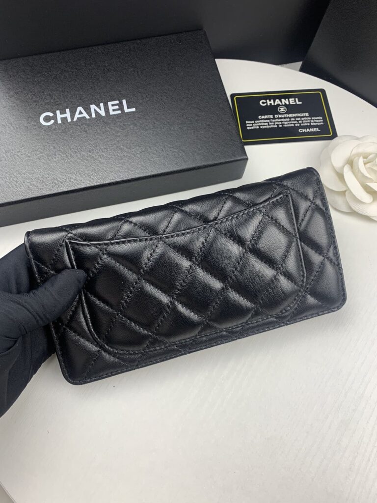 Chanel Black Quilted Lambskin Classic Long Flap With Silver Hardware Wallet 19.5Cm - Image 8