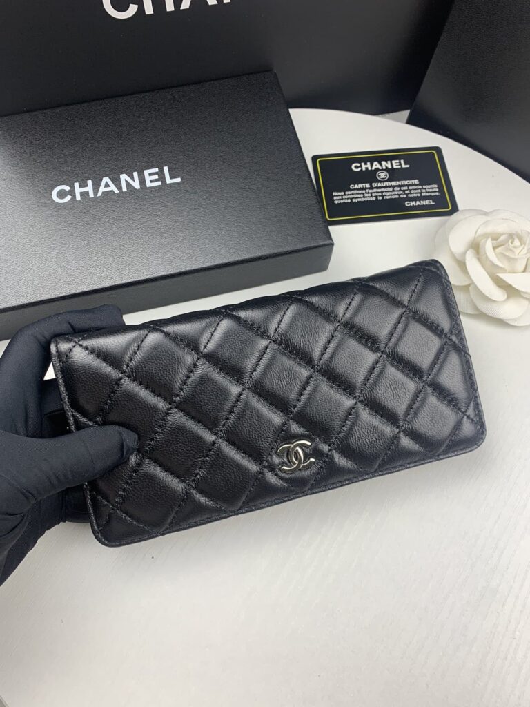Chanel Black Quilted Lambskin Classic Long Flap With Silver Hardware Wallet 19.5Cm - Image 7