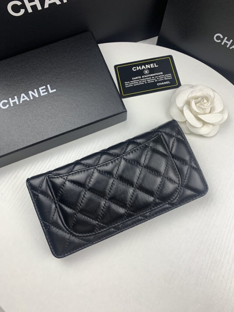 Chanel Black Quilted Lambskin Classic Long Flap With Silver Hardware Wallet 19.5Cm - Image 4