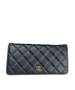 Chanel Black Quilted Lambskin Classic Long Flap Wallet 19.5Cm