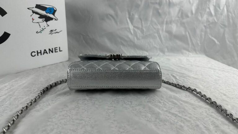 Chanel 23P Clutch With Chain Bag With Top Handle Silver 19Cm - Image 7