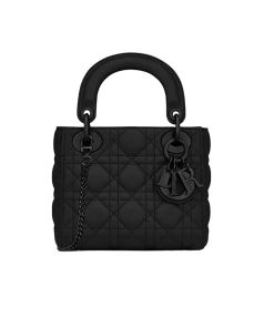 Dior Mini Lady Dior Bag Black Ultramatte Cannage Calfskin 17Cm M0505Sloi M989