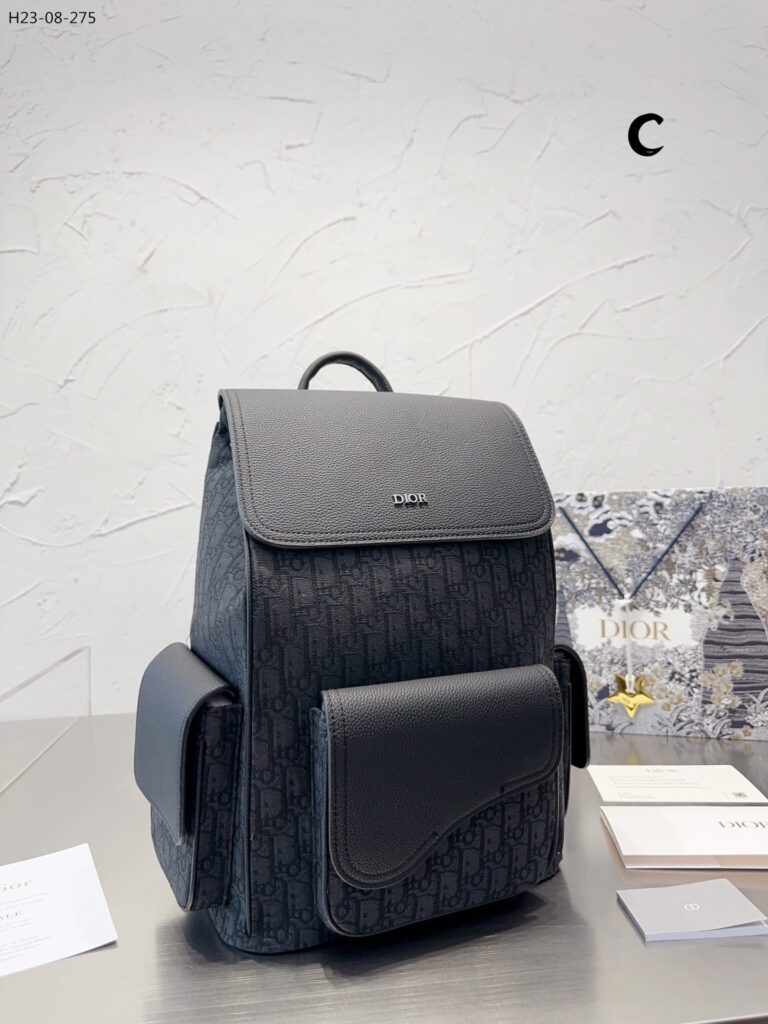 Dior Saddle Backpack Black Dior Oblique Jacquard And Grained Calfskin Black 40Cm 1Adba161Yks H03E - Image 3