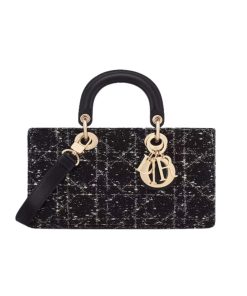 Dior Lady D-Joy Bag Black Cannage Tweed 22Cm M0540Otkv M911