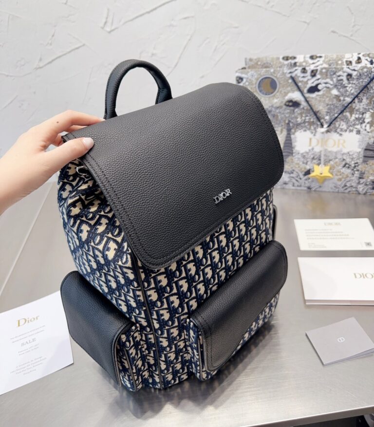 Dior Saddle Backpack Oblique Jacquard And Grained Calfskin Black 40Cm 1Adba041Yks H27E - Image 4