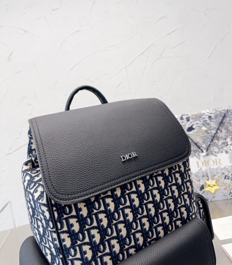 Dior Saddle Backpack Oblique Jacquard And Grained Calfskin Black 40Cm 1Adba041Yks H27E - Image 7