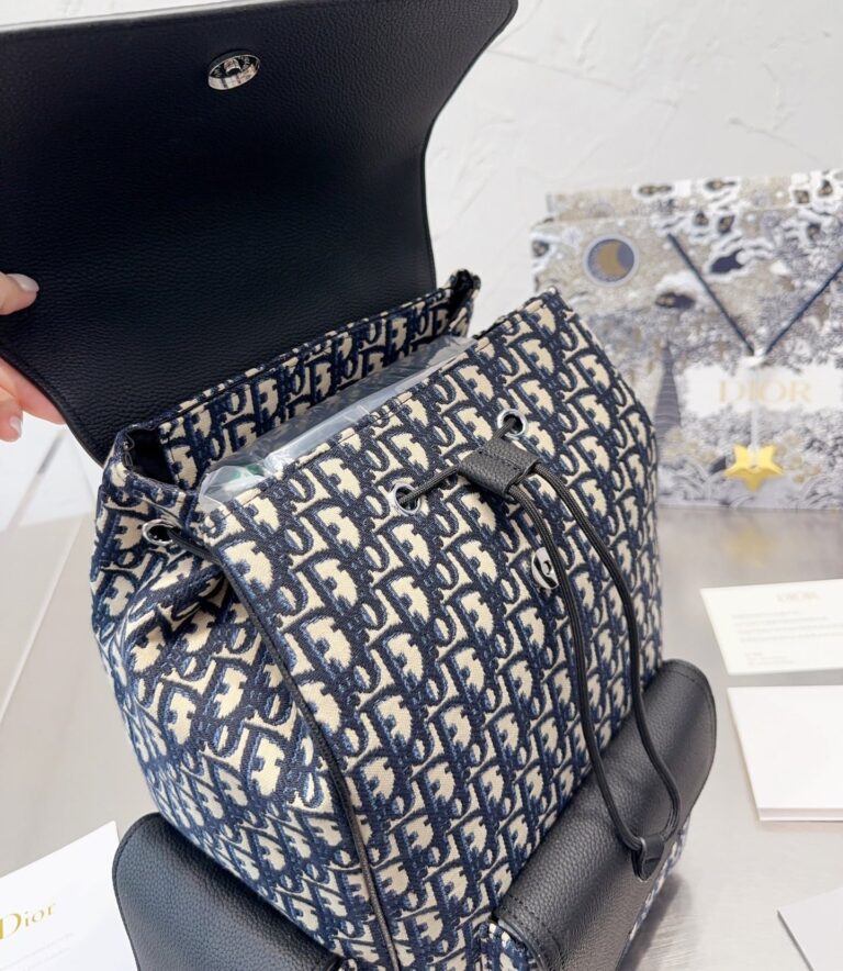 Dior Saddle Backpack Oblique Jacquard And Grained Calfskin Black 40Cm 1Adba041Yks H27E - Image 10