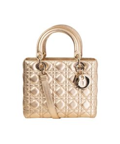 Dior Lady Dior Cannage Metallic Gold 20Cm